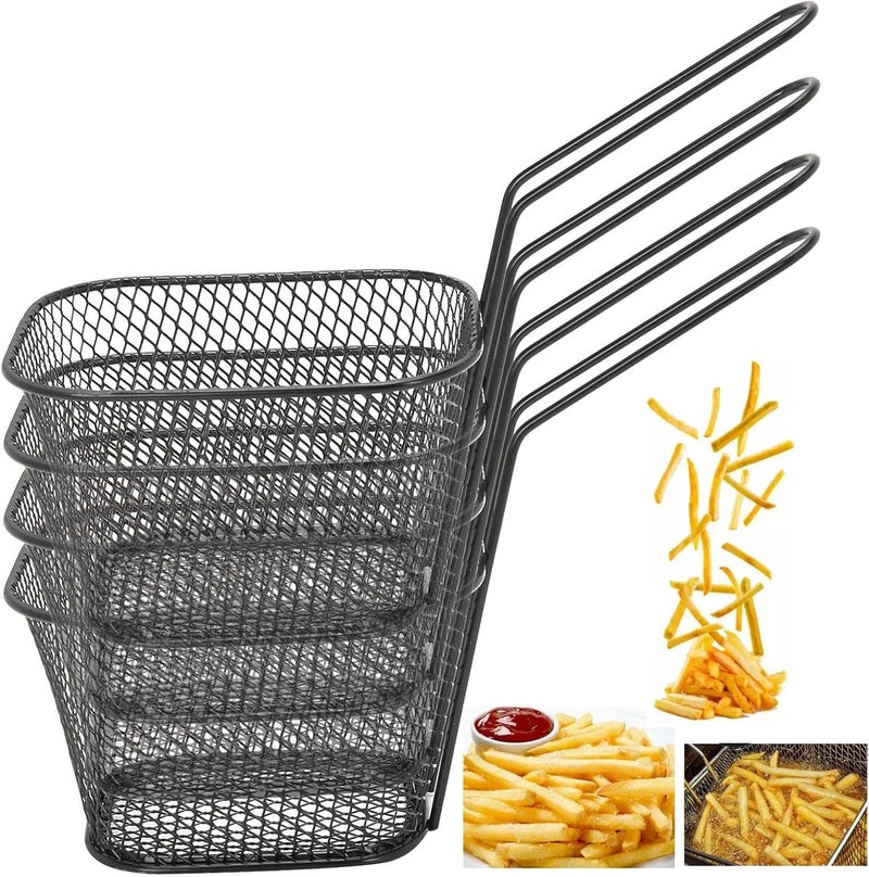 Dayish 8pcs Mini Square Fry Baskets Stainless Steel Frying Fries Table Serving Cooking Tool Potatoes Chips Chicken Fried Mesh Food Stainer for Kitchen Restaurant Party Barbecue Baskets Black8 - Image 1