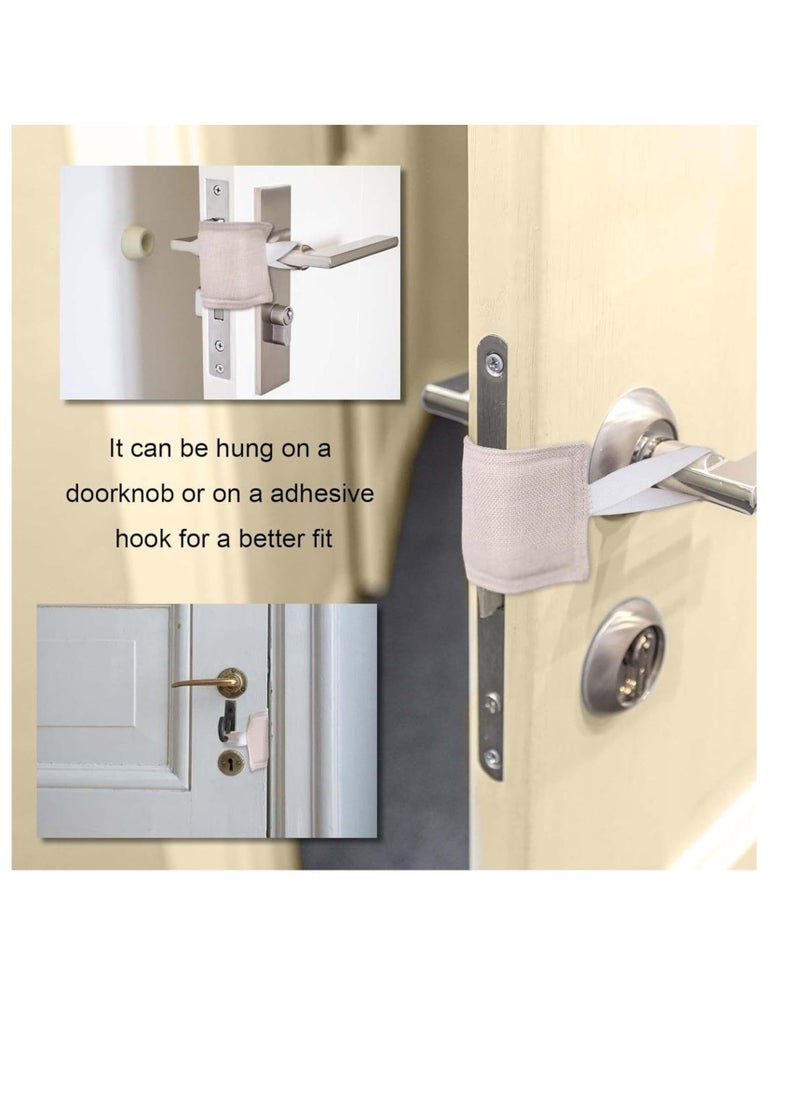 Door Silencer Padded Door Latch Cover, 3 Pcs Universal Baby Door Cushion Quiet Closer Door Lock Cover, Non Slip Noise Reducing Padded Door Latch Cover with Elastic Band for Baby Nursery, Beige  - Image 5