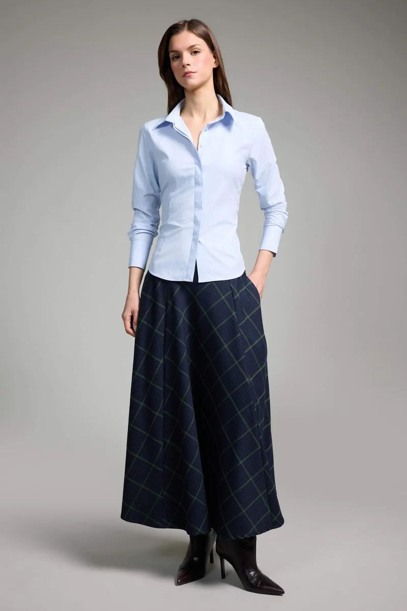 ديفاكتو A Cut Printed Normal Waist Midi Skirt