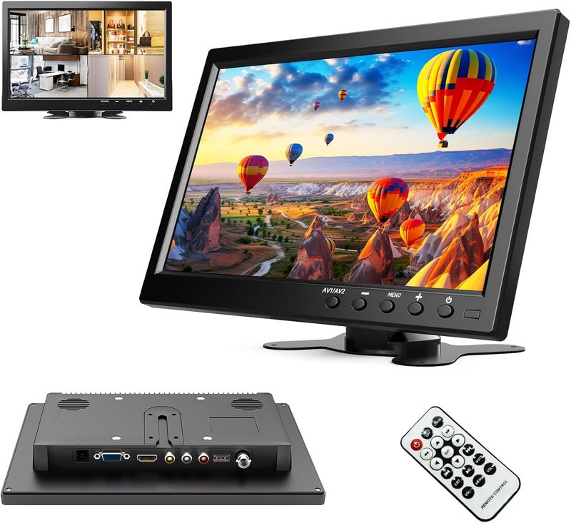 Podofo 10.1” HD Monitor for Mini TV & Car Video Player & Computer Display TFT LCD Color Screen for Car Backup Camera & Home Security System Built in Speaker Support BNC/AVI/VGA/HDMI - Image 1