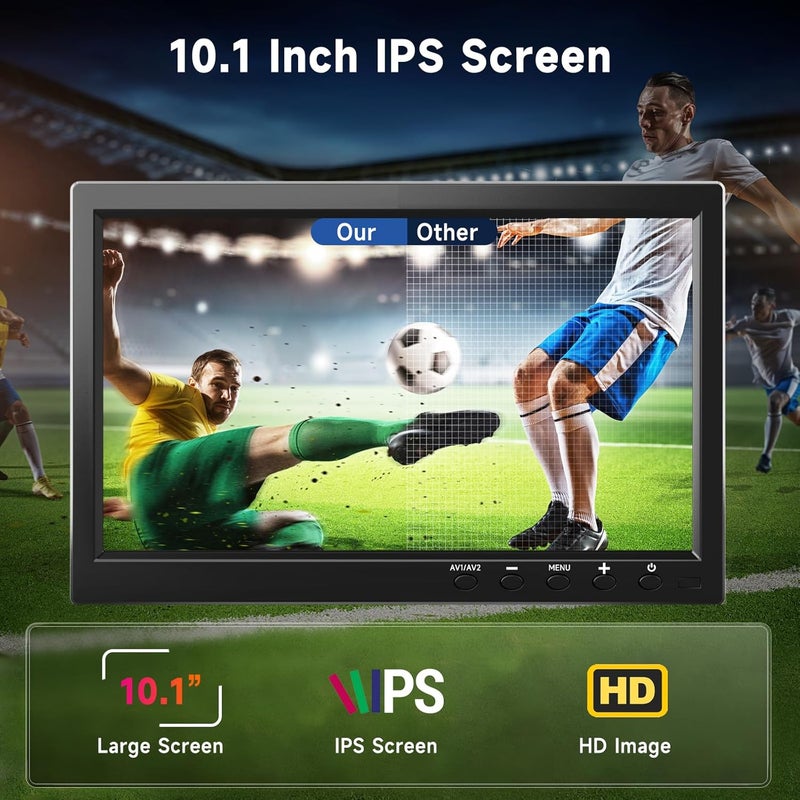 Podofo 10.1” HD Monitor for Mini TV & Car Video Player & Computer Display TFT LCD Color Screen for Car Backup Camera & Home Security System Built in Speaker Support BNC/AVI/VGA/HDMI - Image 2