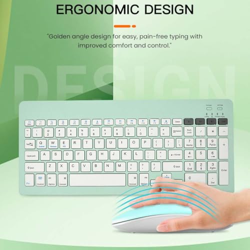 Concept Kart TECPHILE Wireless Keyboard&Mouse Combo, Multi Device Keyboard (3 BT5.0 + 2.4Ghz USB) & Mouse (BT5.0 + USB) Connectivity, Silent, Rechargeable, for Laptop, Mac, Computer, Tablet (Green) - Image 5