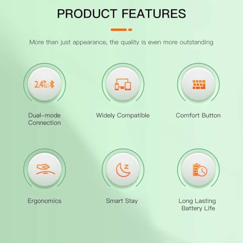 Concept Kart TECPHILE Wireless Keyboard&Mouse Combo, Multi Device Keyboard (3 BT5.0 + 2.4Ghz USB) & Mouse (BT5.0 + USB) Connectivity, Silent, Rechargeable, for Laptop, Mac, Computer, Tablet (Green) - Image 3