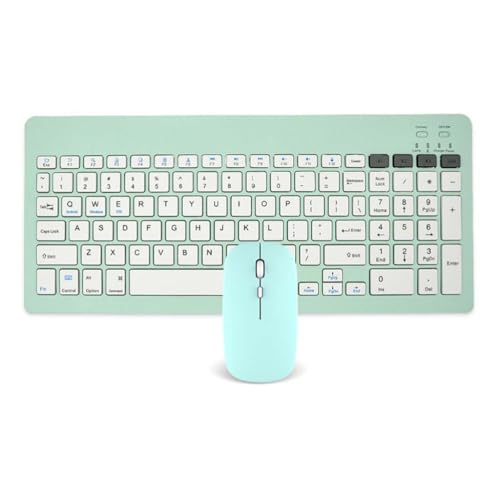 Concept Kart TECPHILE Wireless Keyboard&Mouse Combo, Multi Device Keyboard (3 BT5.0 + 2.4Ghz USB) & Mouse (BT5.0 + USB) Connectivity, Silent, Rechargeable, for Laptop, Mac, Computer, Tablet (Green) - Image 1