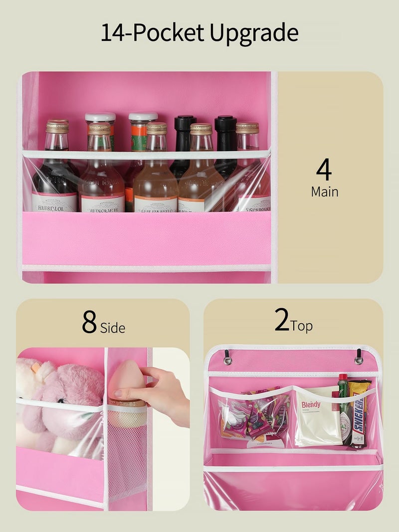 Yecaye 5 Tier Over the Door Organizer, Swing-proof Door Organizer Hanging with Clear PVC Windows, Behind the Door Storage for Bedroom Nursery Closet Laundry Pantry Bathroom, Bubblegum Pink - Image 3