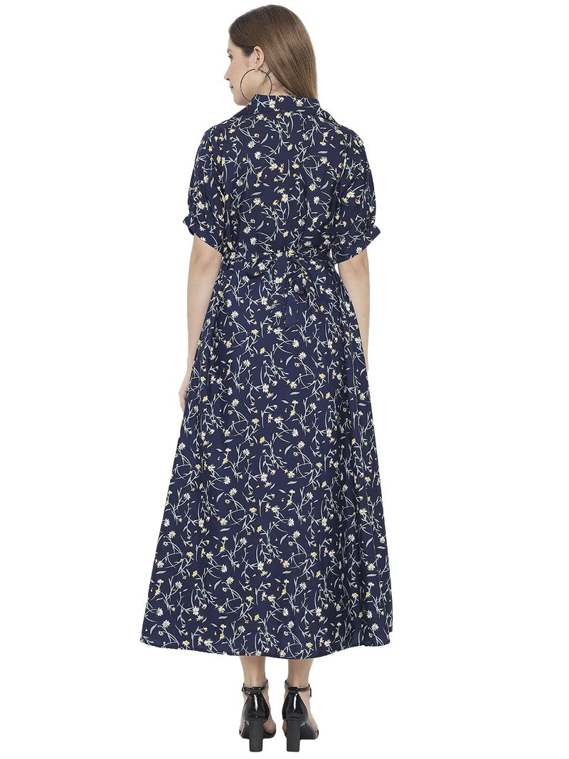 Indietoga Women's Blue Floral Printed Long Maxi Dress (Plus Size 2XL) - Image 4