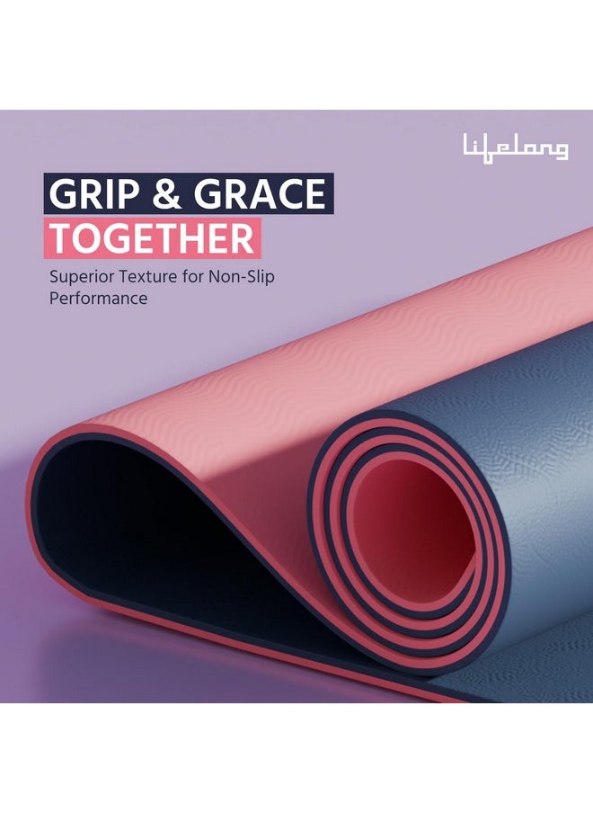Lifelong Lifelong Dual Color TPE Material Yoga Mat for Women & Men - 6mm Anti-Slip Yoga Mat for Gym Workout Exercise Mat for Home Gym - Yoga Mat for Gym Workout & Yoga Exercise (LLYM114)  - Image 3