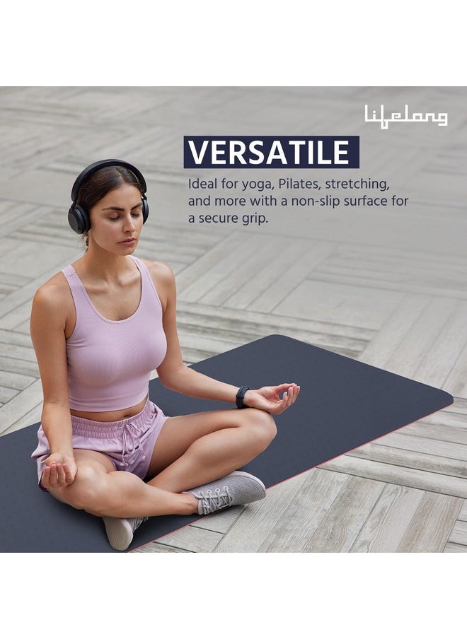 Lifelong Lifelong Dual Color TPE Material Yoga Mat for Women & Men - 6mm Anti-Slip Yoga Mat for Gym Workout Exercise Mat for Home Gym - Yoga Mat for Gym Workout & Yoga Exercise (LLYM114)  - Image 2