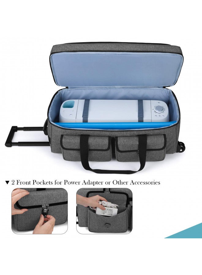 YARWO YARWO Rolling Craft Tote Bag with Wheels Compatible for Cricut Maker, Maker 3, Explore Air 2, Cameo 4, Double Layers Carrying Case for Die Cut Machine and Supplies, Gray (Patent Pending) - Image 2
