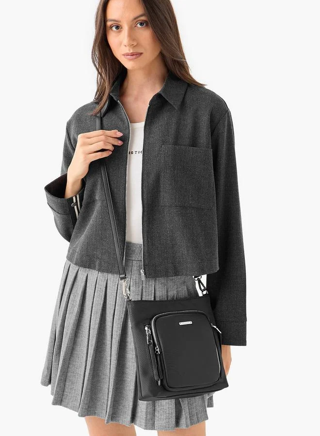 Celeste Textured Crossbody Bag with Zip Closure