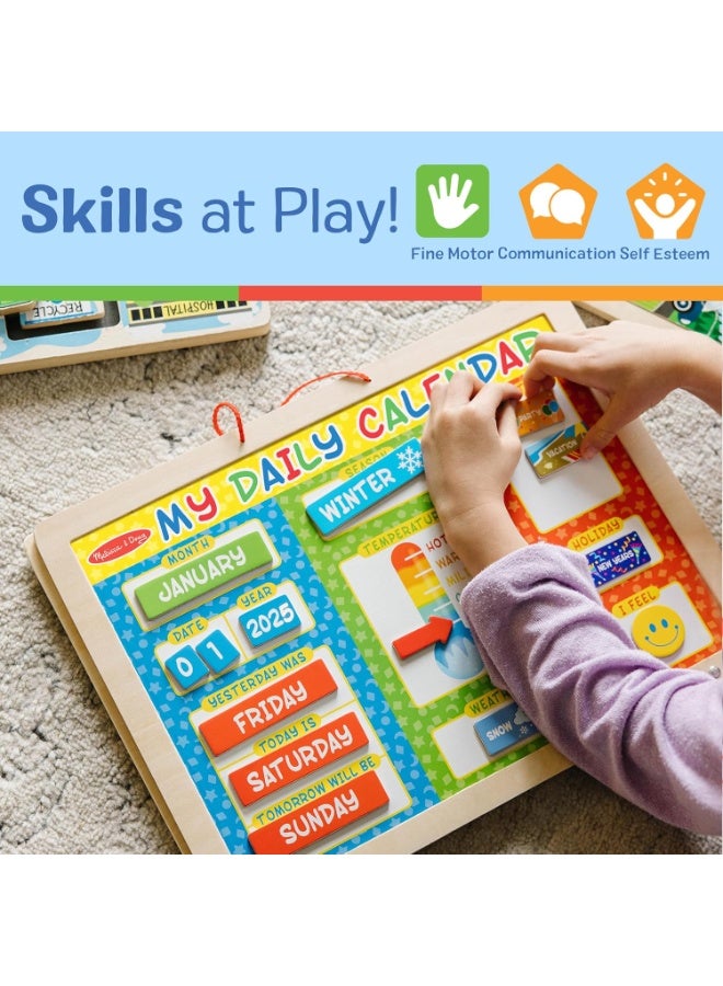 Melissa & Doug تقويم أنشطة مغناطيسي يومي للأطفال، تقويم الطقس والفصول للأطفال في مرحلة ما قبل المدرسة والأطفال من عمر 3 سنوات فما فوق - Image 5