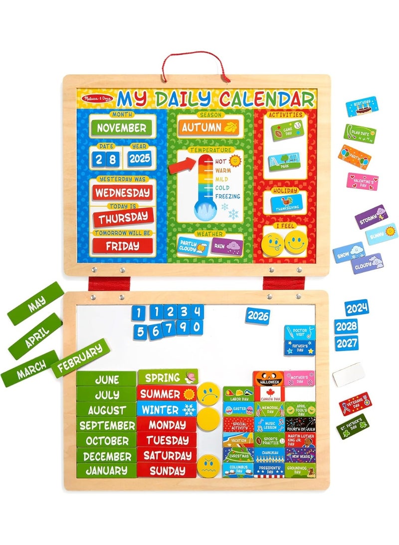 Melissa & Doug تقويم أنشطة مغناطيسي يومي للأطفال، تقويم الطقس والفصول للأطفال في مرحلة ما قبل المدرسة والأطفال من عمر 3 سنوات فما فوق - Image 1