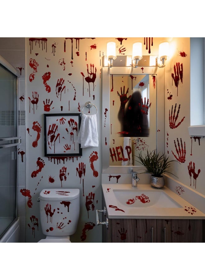 Halloween Bloody Handprint Footprint Window Stickers Wall Stickers for Halloween Party Decorations Inside Outside Decor - Image 1