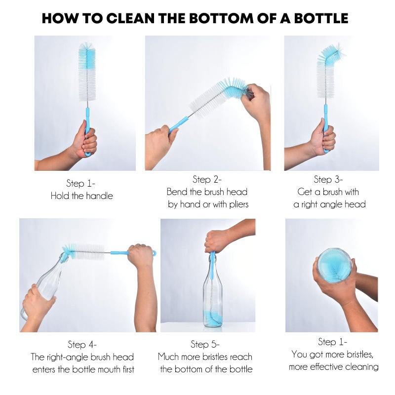 ALINK 17 inch Extra Long Bottle Cleaning Brush Cleaner for Washing Narrow Neck Beer/Wine/Thermos, Brewing Bottles, Hummingbird Feeder - Image 3