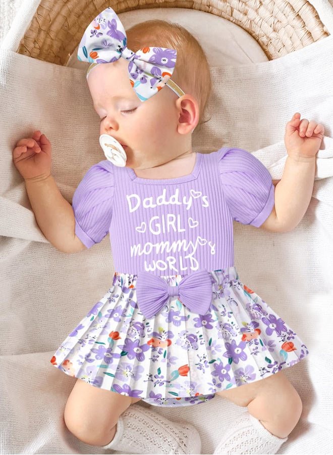 Kangkang Baby girl summer clothes infant girl clothes baby girl outfits 3-6 months 3 month baby girl clothes 6 month girl clothes Purple Short-sleeve Romper - Image 3