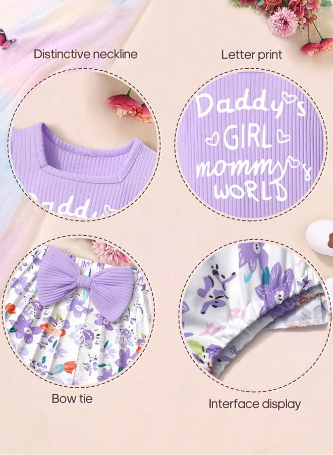 Kangkang Baby girl summer clothes infant girl clothes baby girl outfits 3-6 months 3 month baby girl clothes 6 month girl clothes Purple Short-sleeve Romper - Image 4