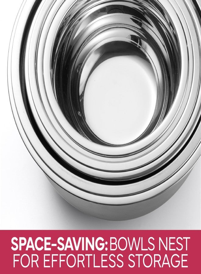 COOK WITH COLOR طقم أوعية خلط من الفولاذ المقاوم للصدأ مع أغطية - أوعية متداخلة مع قاعدة غير قابلة للانزلاق، وردي، 12 قطعة - Image 5