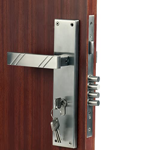 Crust LB-10001 Premium 10" Cy Plate Mortise Door Lock Handle Set/Mortise Lock with Brass Lock Body and Both Side Key 60mm Brass Cylinder Set with 3 Brass Computer Keys - Image 3