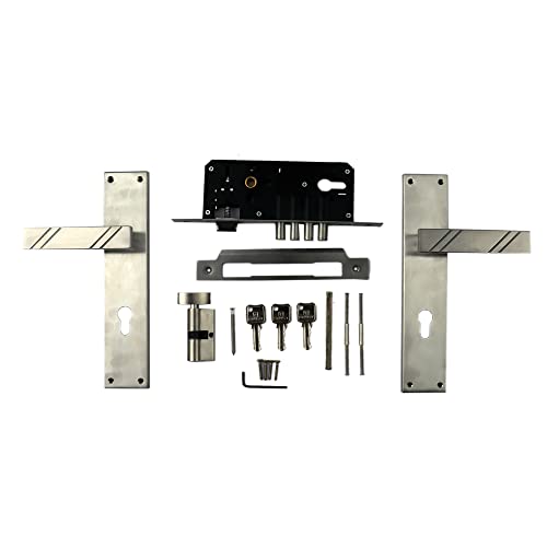 Crust LB-10001 Premium 10" Cy Plate Mortise Door Lock Handle Set/Mortise Lock with Brass Lock Body and Both Side Key 60mm Brass Cylinder Set with 3 Brass Computer Keys - Image 4