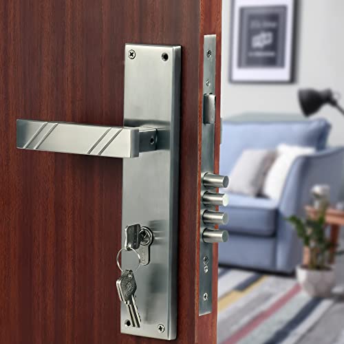 Crust LB-10001 Premium 10" Cy Plate Mortise Door Lock Handle Set/Mortise Lock with Brass Lock Body and Both Side Key 60mm Brass Cylinder Set with 3 Brass Computer Keys - Image 1