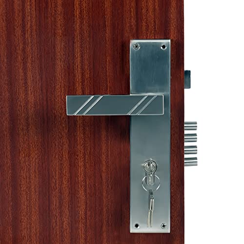 Crust LB-10001 Premium 10" Cy Plate Mortise Door Lock Handle Set/Mortise Lock with Brass Lock Body and Both Side Key 60mm Brass Cylinder Set with 3 Brass Computer Keys - Image 2