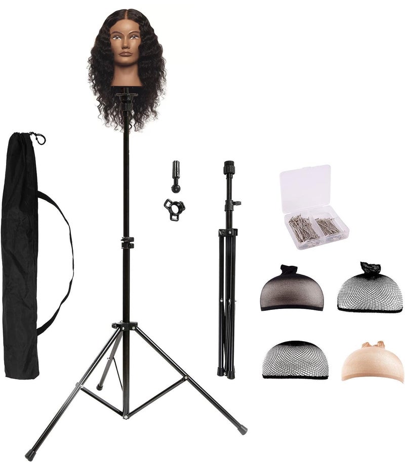 Hyoujin HYOUJIN Wig Head Stand Metal Wig Stand Tripod Holder for Mannequin Heads 354524 in Black