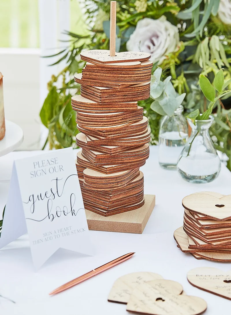Ginger Ray Wooden Stack Wedding Guest Book