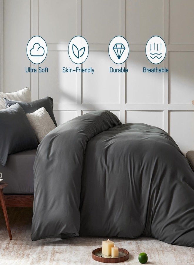 STWIENER Oversized King Plus Duvet Cover 120"x132", Only 1 Piece Extra Large Ultra Soft Microfiber Grey Duvet Cover for All Season - Zipper Closure & 8 Corner Ties(Grey, Alaskan King 120x132 inches) - Image 3