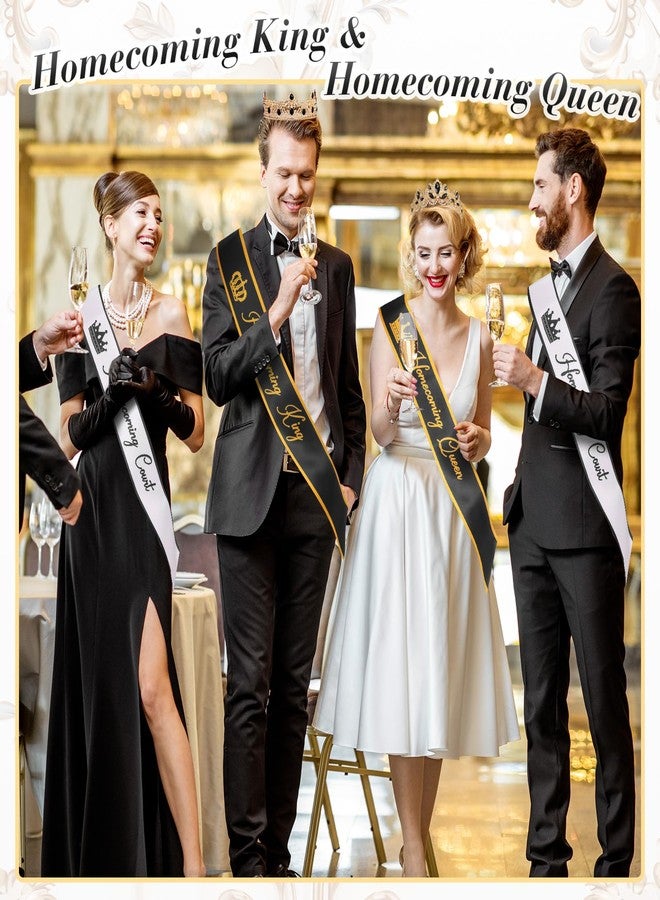 Ferreve 12 Pcs Homecoming Sashes and Crowns Set 2025 Homecoming King and Queen Royal Tiara University Party Accessories(Black) - Image 5
