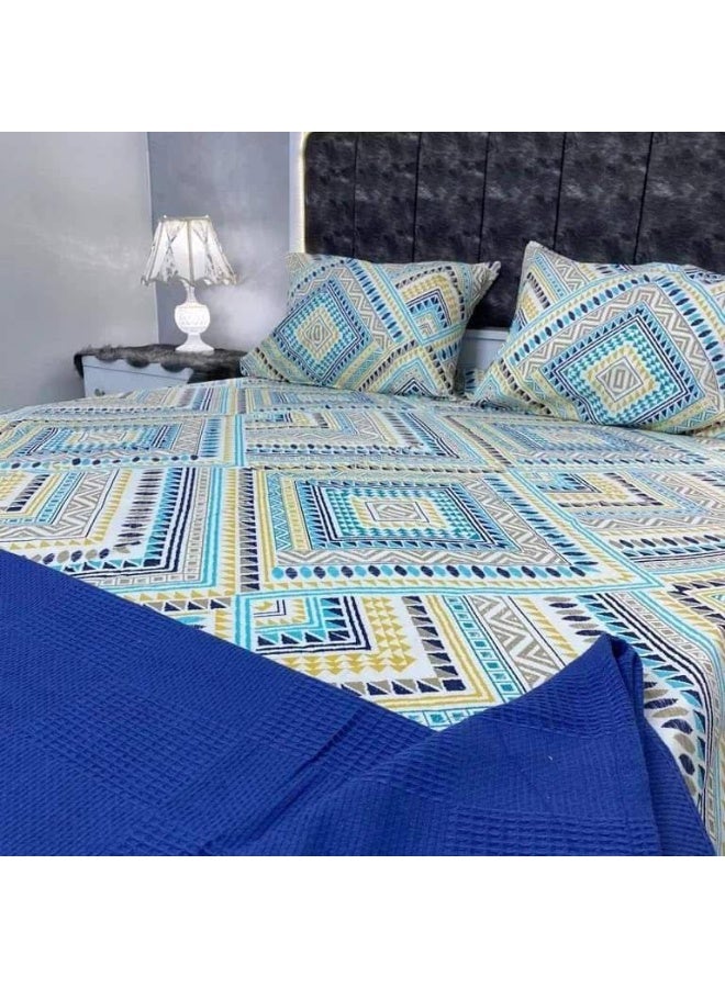 طقم ملاية قماش العامريه سرير كبير4 قطع مقاس 240*240