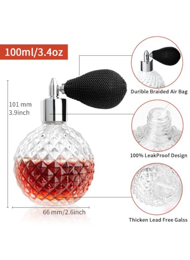 LINALL Perfume Bottle Vintage Atomizer Spray Bottle 34oz Empty Refillable Perfume Atomizer Glass Bottle Great for Home Decoration Cocktail Clear - Image 3