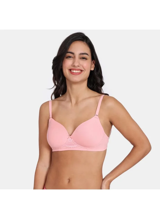 zivame Zivame Solid Balconette Bra with Hook and Eye Closure