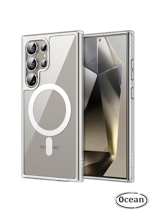 أوشن حقيبة مغناطيسية لمجرة S24 Ultra 5G، متوافقة مع MagSafe، غطاء خلفي للكمبيوتر لا يصفر خالي من الصفرة، غطاء هاتف واقٍ من الصدمات لمجرة S24 Ultra 5G (واضح) - Image 1