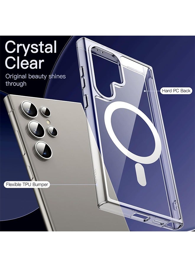 أوشن حقيبة مغناطيسية لمجرة S24 Ultra 5G، متوافقة مع MagSafe، غطاء خلفي للكمبيوتر لا يصفر خالي من الصفرة، غطاء هاتف واقٍ من الصدمات لمجرة S24 Ultra 5G (واضح) - Image 4