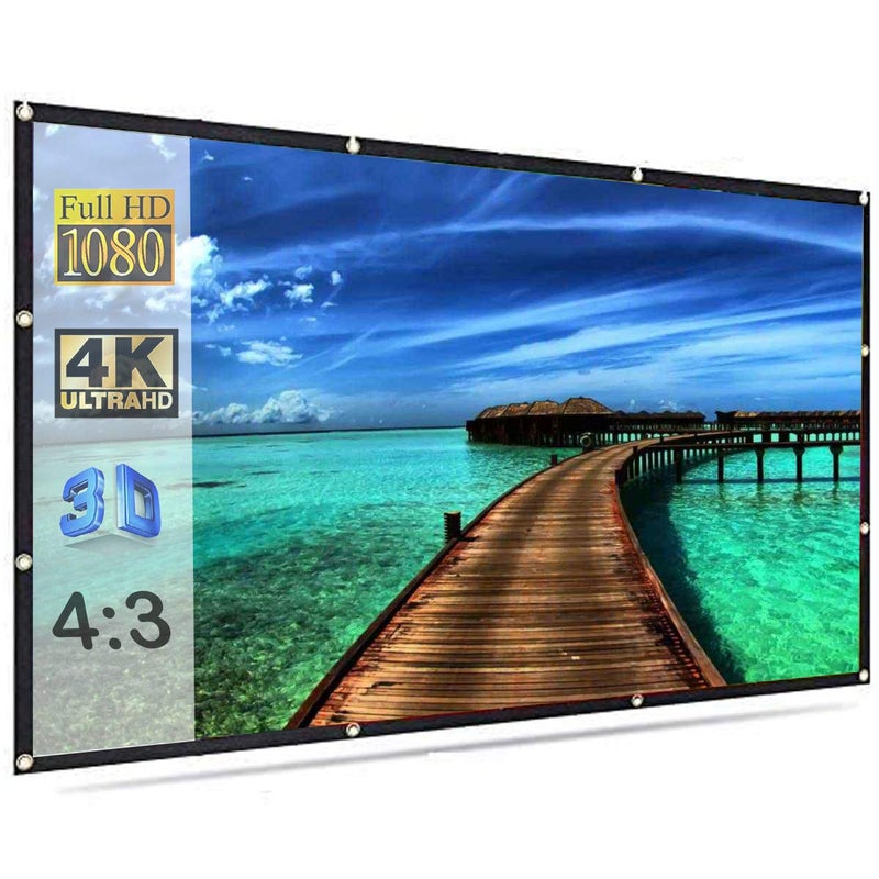 SAVSOL 2023 Upgraded Projector Screen, Eyelet Screen (7 ft. (W) x 5 ft. (H) - 100" Inch) Diagonal Anti-Crease Projection Screen for Home Theater 4:03 Aspect Ratio - Image 1