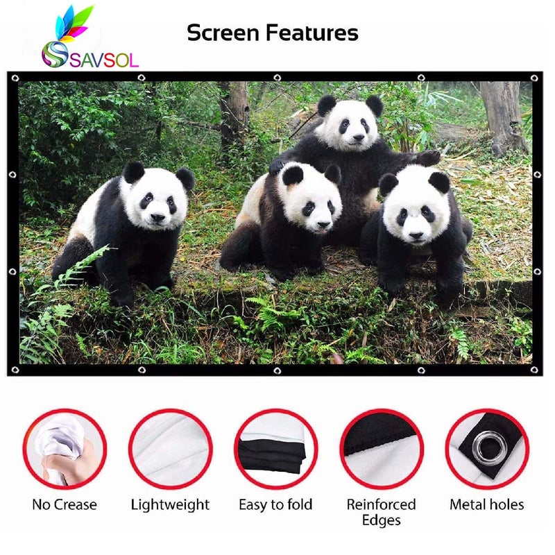 SAVSOL 2023 Upgraded Projector Screen, Eyelet Screen (7 ft. (W) x 5 ft. (H) - 100" Inch) Diagonal Anti-Crease Projection Screen for Home Theater 4:03 Aspect Ratio - Image 3