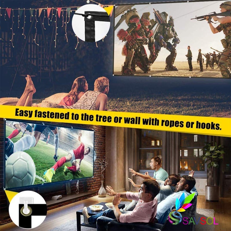 SAVSOL 2023 Upgraded Projector Screen, Eyelet Screen (7 ft. (W) x 5 ft. (H) - 100" Inch) Diagonal Anti-Crease Projection Screen for Home Theater 4:03 Aspect Ratio - Image 5