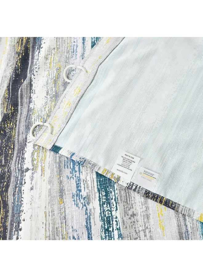 السرعوف الذهبية ستارة حمام GOLD MANTIS مقاس 71 × 71 بوصة (182 × 182 سم) - مقاومة للماء، خالية من التجاعيد، سريعة الجفاف، مصنوعة من البوليستر، مزودة بـ 12 فتحة معززة - تصميم مطبوع عصري (أزرق موريسون) - Image 5