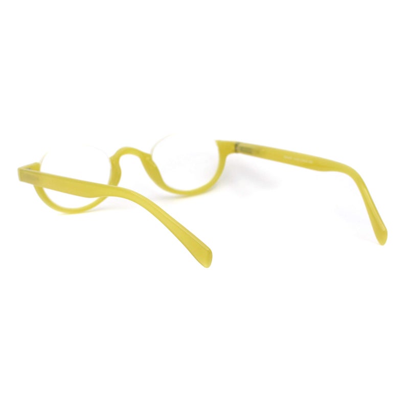 SA106 Bottom Half Plastic Rim Round Oval Powered Reading Glasses Yellow +2.0 - Image 4