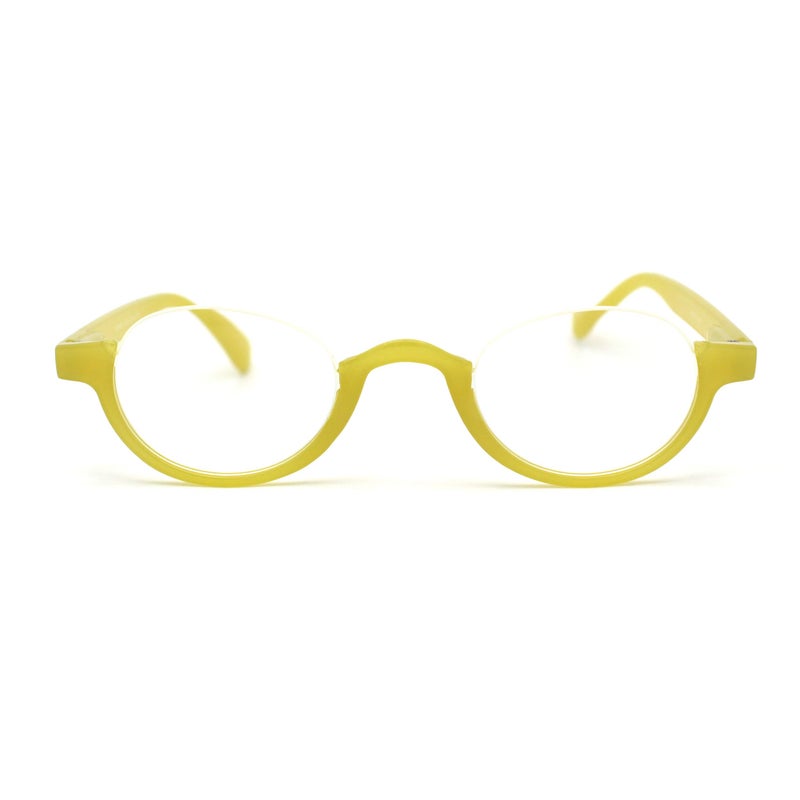 SA106 Bottom Half Plastic Rim Round Oval Powered Reading Glasses Yellow +2.0 - Image 2