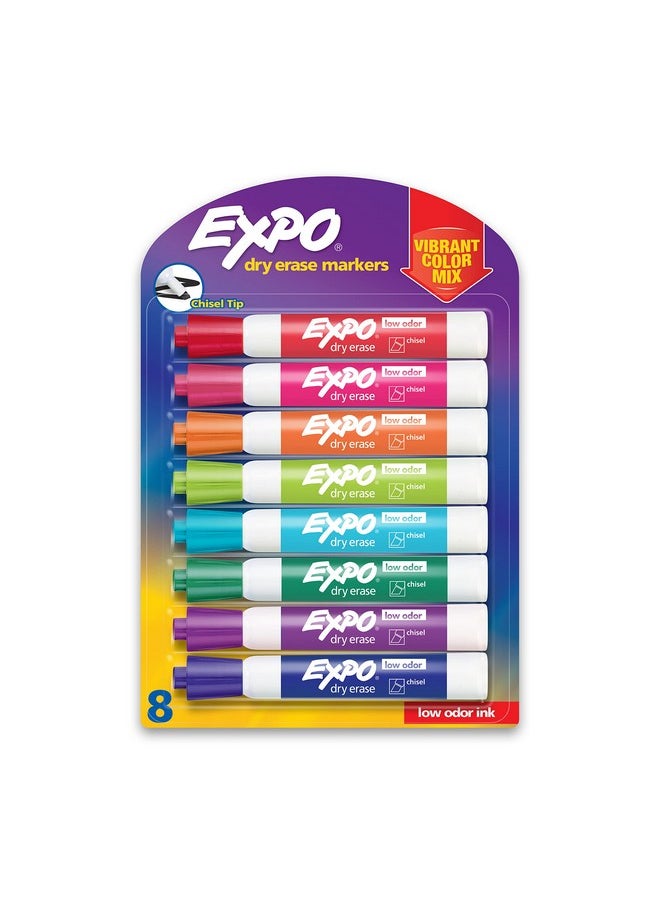 Expo EXPO Low Odor Dry Erase Markers, Chisel Tip, Assorted Colors, 8 Count  - Image 1