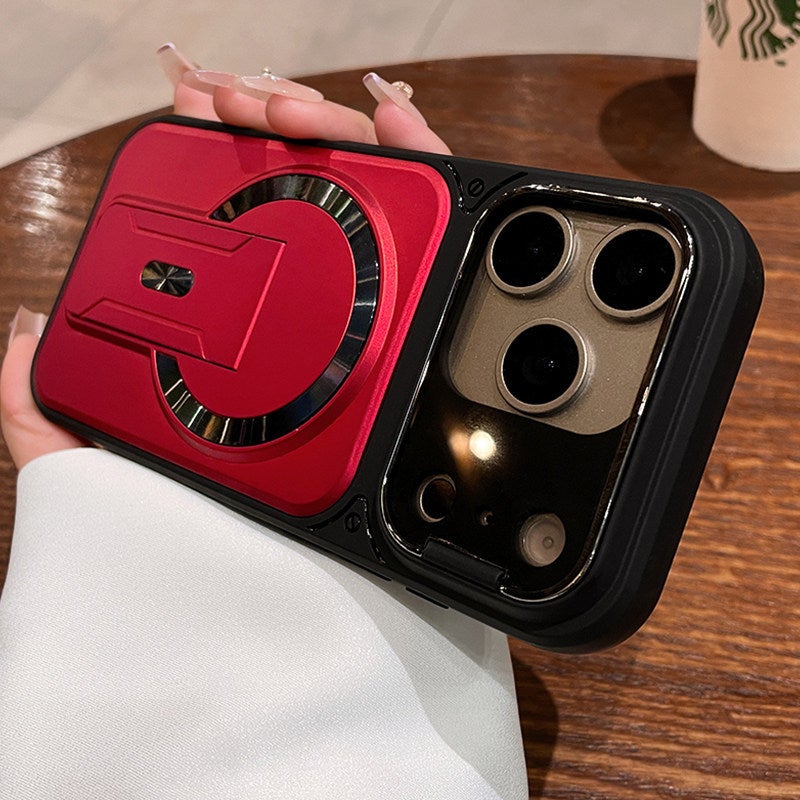 MagSafe iPhone 16 Plus Scratch Resistant Case for iPhone 16 16 Plus 16 Pro 16 Pro Max and Kickstand and Lens Protector in Red - Image 1