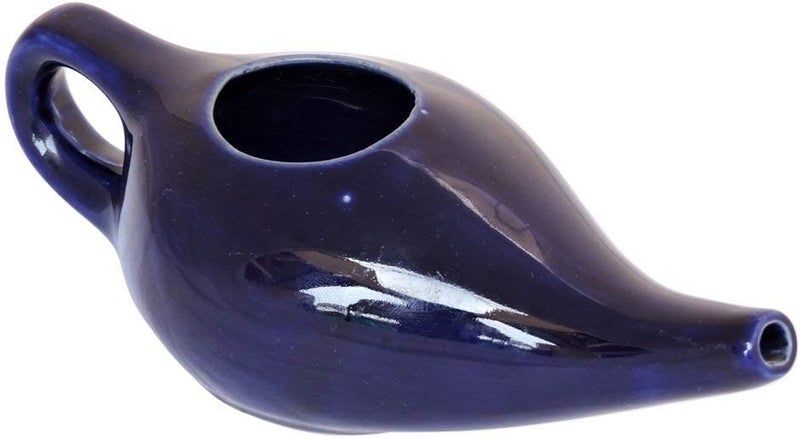 PAXMAX Porcelain Ceramic Neti Pot for Sinus, Jal Neti pots for Nasal Cleansing, Nose congestion and Passages Jala kriya (Blue) - Image 2