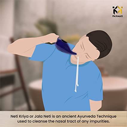 PAXMAX Porcelain Ceramic Neti Pot for Sinus, Jal Neti pots for Nasal Cleansing, Nose congestion and Passages Jala kriya (Blue) - Image 4