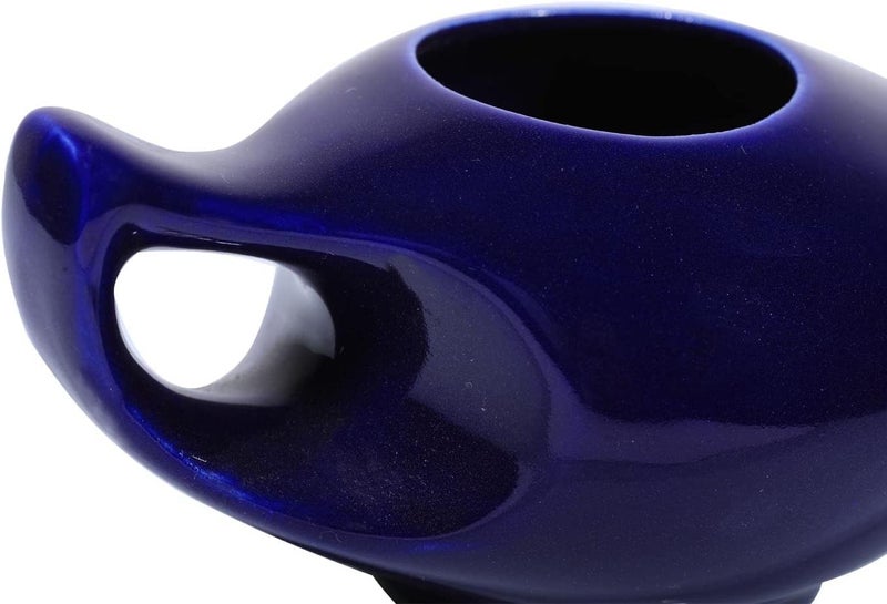 PAXMAX Porcelain Ceramic Neti Pot for Sinus, Jal Neti pots for Nasal Cleansing, Nose congestion and Passages Jala kriya (Blue) - Image 3