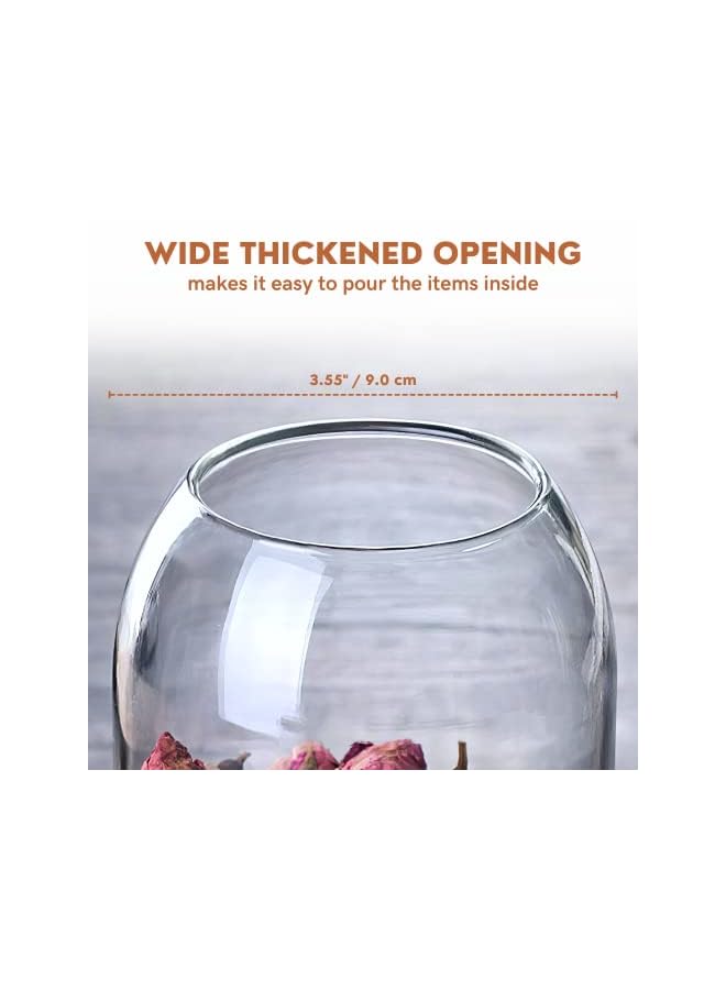 IAF 700ml Glass Storage Container with Ball Cork, Cute Decorative Organizer Bottle Canister Jar with Airtight Wood Lid and Spoons for Kitchen Pantry Bathroom Office Food Coffee Candy (238g 14.8x9cm) - Image 4