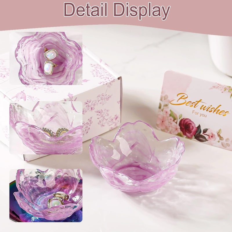 Binoster Flower Jewelry Dish Ring Holder Jewelry Tray Cute Vanity Organizer Room Decor Aesthetic Nightstand Bathroom Bedroom Decor Trinket Dish Small Valentine's Friendship Christmas Birthday Gifts for Women - Image 4