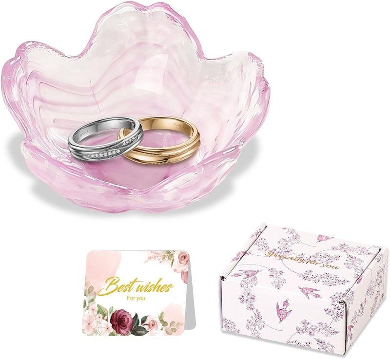 Binoster Flower Jewelry Dish Ring Holder Jewelry Tray Cute Vanity Organizer Room Decor Aesthetic Nightstand Bathroom Bedroom Decor Trinket Dish Small Valentine's Friendship Christmas Birthday Gifts for Women - Image 1
