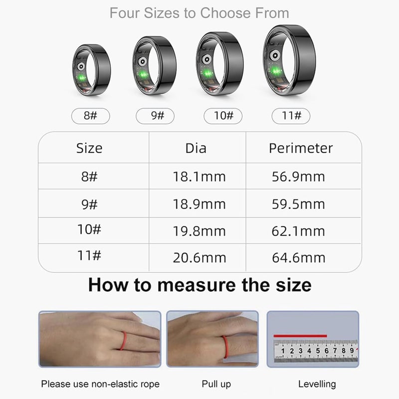 Smart Ring, Bluetooth Smart Ring with Sleep, Heart Rate & Blood Oxygen Monitoring, Sport Monitor Ring with Multiple Modes, Remote Photo, Durable Battery for Daily, Sport, Fitness - Unisex (Black #11) - Image 4