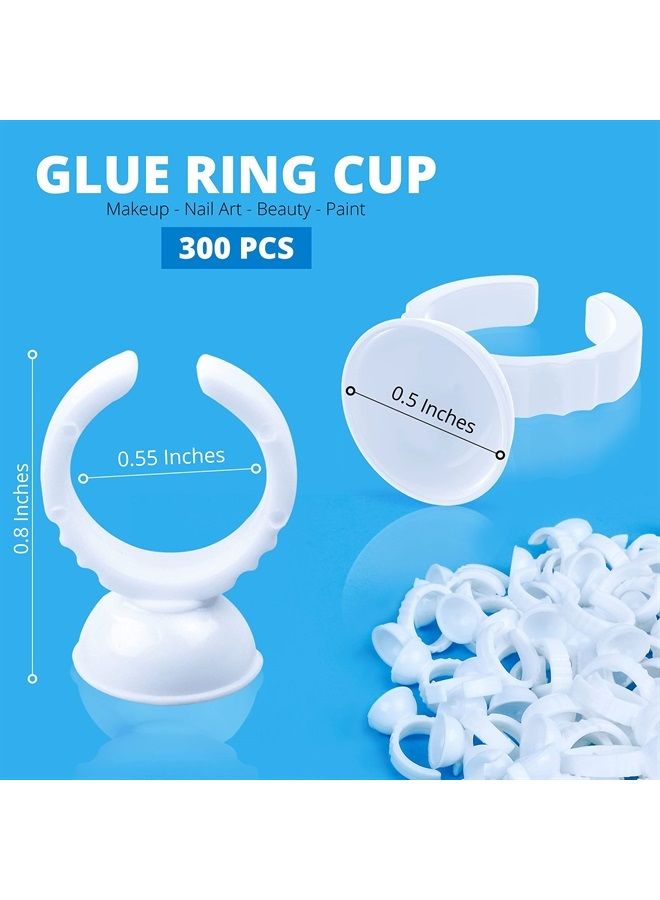 Aliory 300PCS Glue Rings AliOry Glue Rings for Eyelash Extensions Disposable Rings for Lashes Lovely Shape Lash Fan Blossom Glue Cups Lash Extension Supplies Lash Supplies for Eyelash Extensions. - Image 1